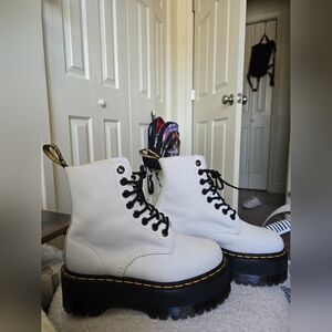 Dr. Martens White Boots with Black Soles
